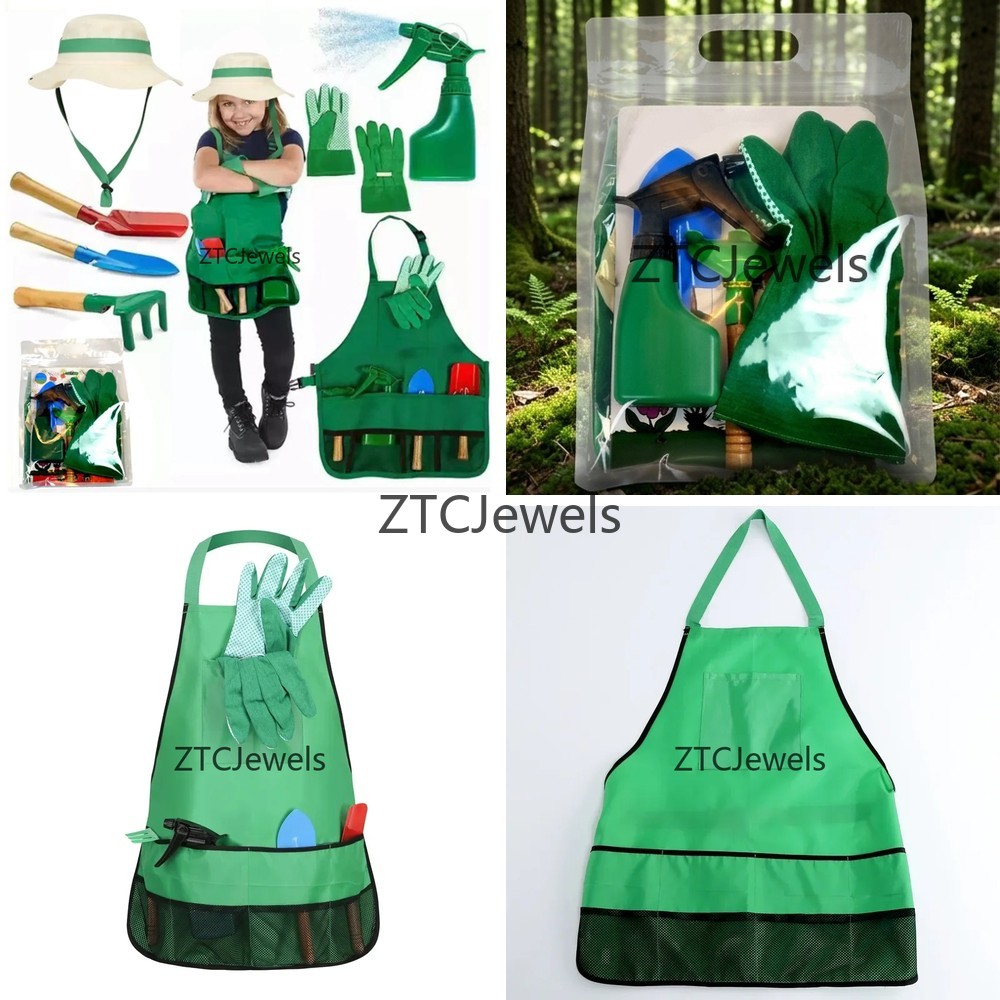 Kids Garden Apron Tool Set wit - огляд і ціна Gardening Tools In