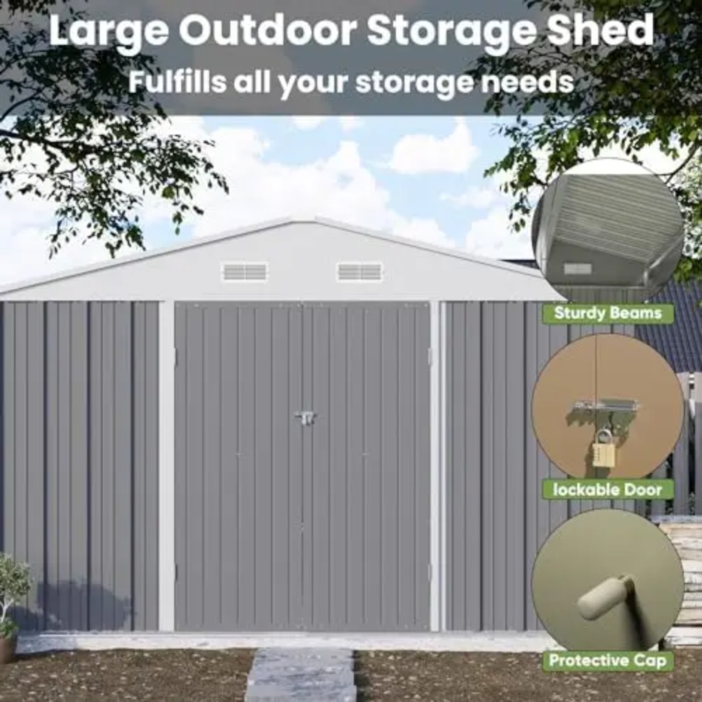 10x10 FT Metal Storage Shed, B - огляд і ціна Gardening Tools In